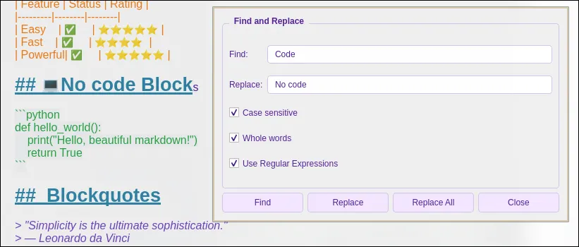 Find and Replace