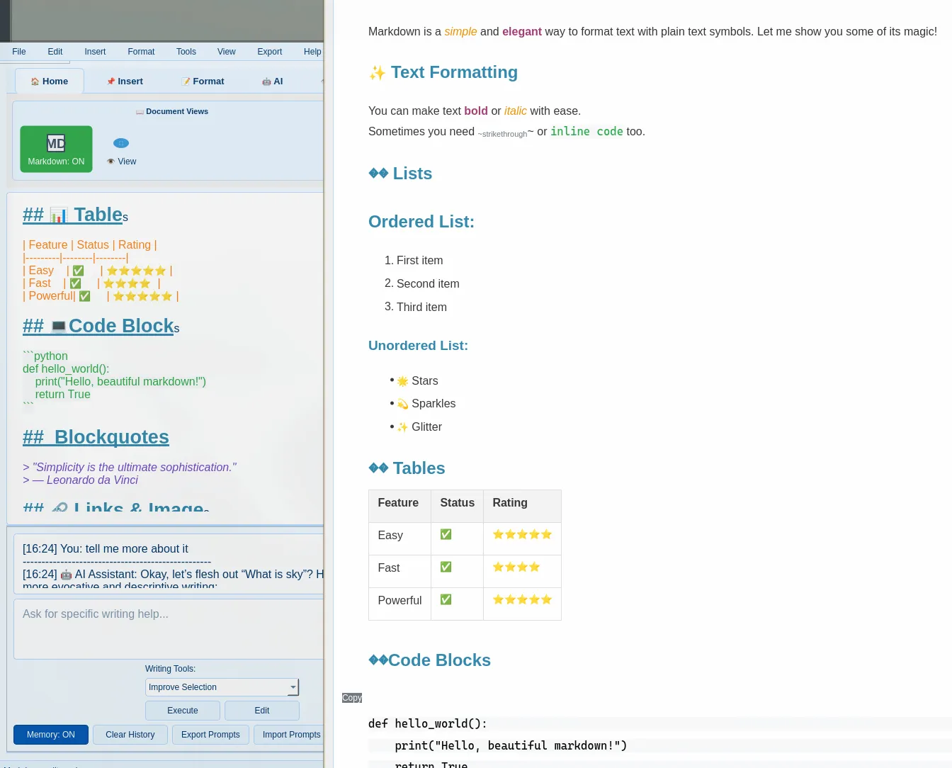 Markdown Features